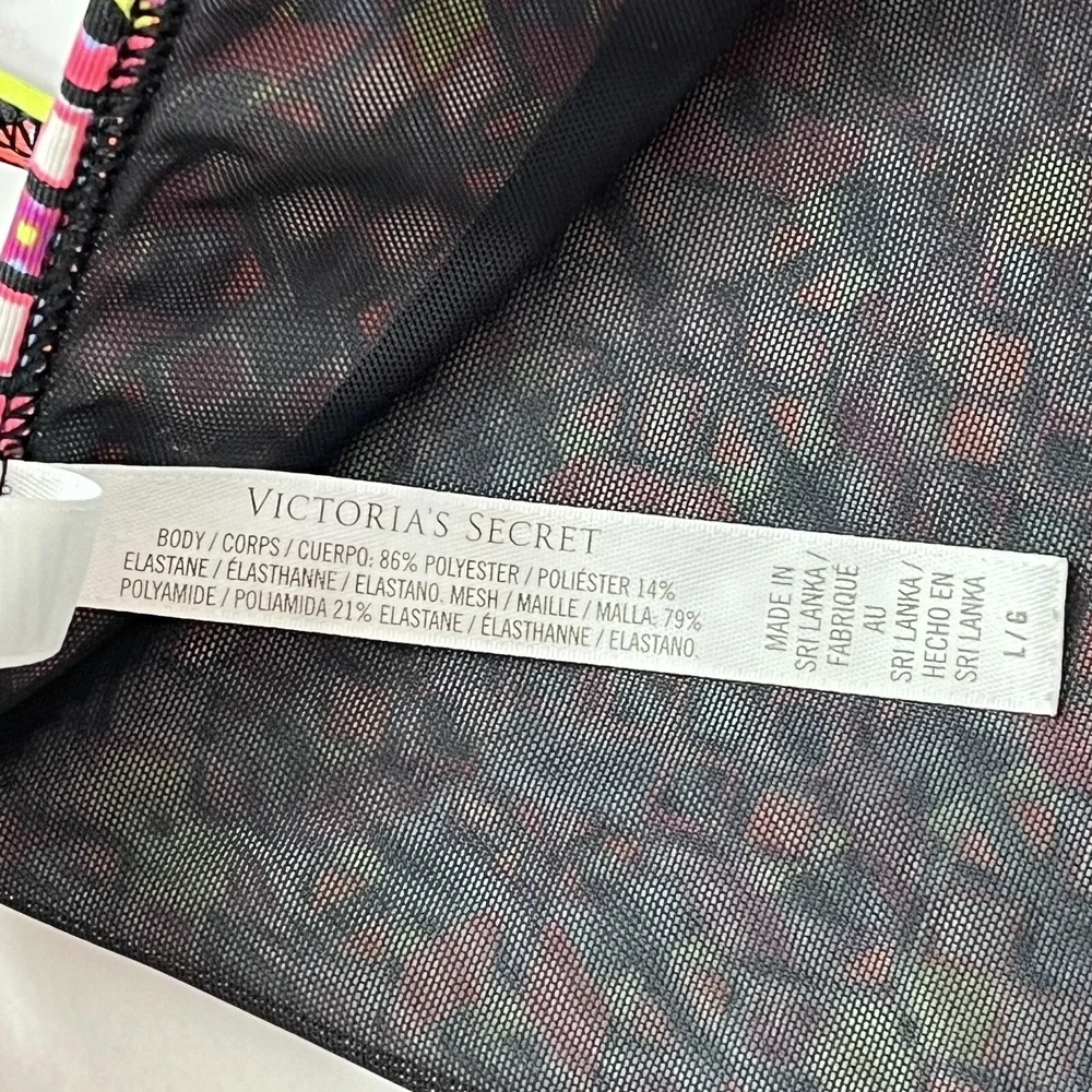Victoria Sport Geometric Print Mesh‎ Insert Strappy Sports Bra Women's L